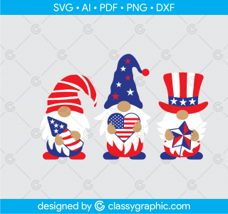 4th of July Gnomes Svg Independence Day Cut files for Cricut
