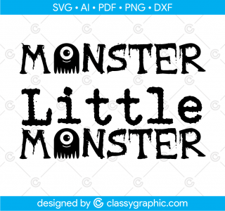 Monster Little Monster, Mom Baby Matching Designs, Mom Halloween Svg, Little Monster Svg, Cute Halloween Toddler Svg File for Cricut File