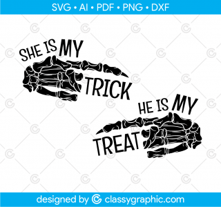 She is my trick He is my treat Svg, Halloween Svg bundle, Trick or treat Svg, Skeleton hands Svg, Him and her Svg, Funny Svg, Halloween Svg