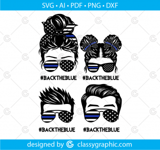 Back the Blue Svg Support for the Police Cutting Machines