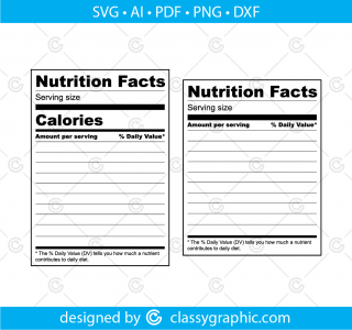 Nutrition Facts Svg, Design your own nutrition facts label Svg, Nutrition facts clipart, Blank template label Svg Nutritional svg for Cricut