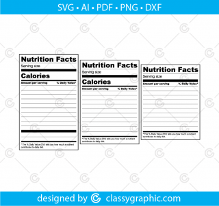 Nutrition Facts Svg, Design your own nutrition facts label Svg, Nutrition facts clipart, Blank template label Svg Nutritional svg for Cricut