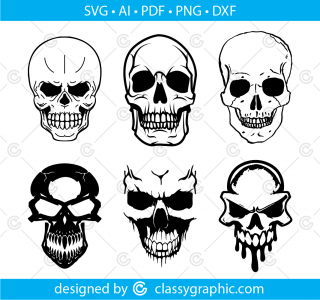 Skull bundle Svg Files for Cricut and Silhouette Svg, Skull Vector Instant Download, Digital Download, Skull Clipart Horror Skull Svg Sarcastic Svg
