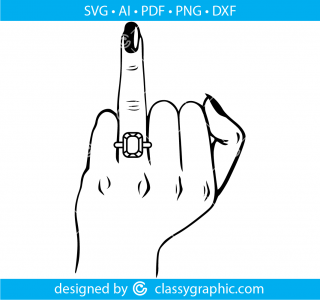 Wedding Finger Svg, Diamond Ring Svg, Engaged Finger Svg, Vector Cut file for Cricut, Engagement Ring Svg, Silhouette, Pdf, Png, Svg, Dxf