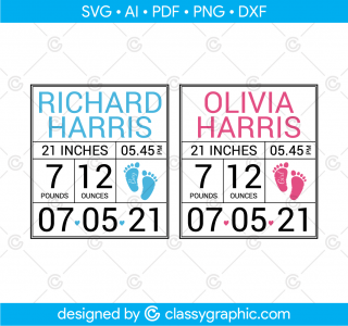 Baby Birth Announcement Svg