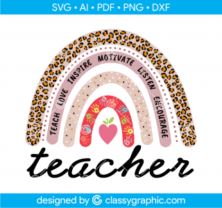 Rainbow Teacher Svg