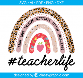 Teacher Life Rainbow Svg